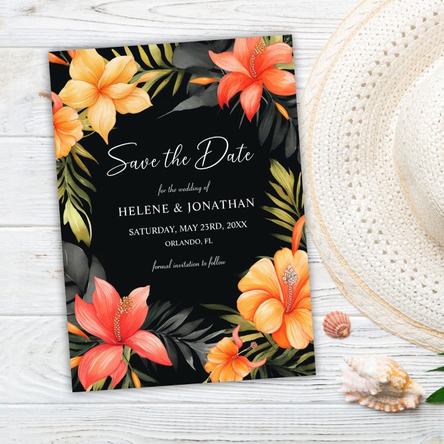 Save The Date Mariage tropical botanique floral (Floral Botanical Tropical Wedding Save The Date)
