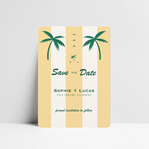 Save The Date Mariage Tropical de Plage avec Palmier Rétro Monog