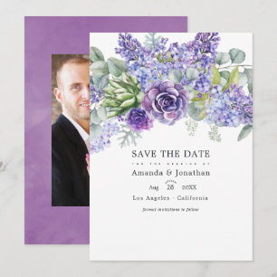 Save The Date Mariage Tropical Eucalyptus Succulents Photo