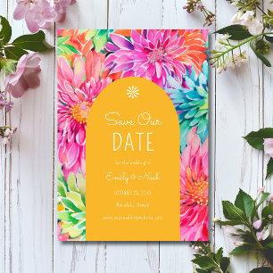 Save The Date Mariage Tropical Fleuriste Aquarelle Moderne Color
