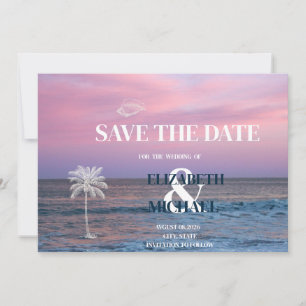 Save The Date Mariage Tropical Lever de Soleil Plage Océan Enreg