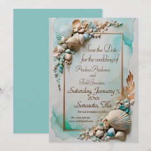 Save The Date mariage turquoise en bord de mer