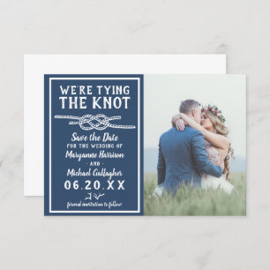 Save The Date Mariage Tying Knot Simple Photo marine