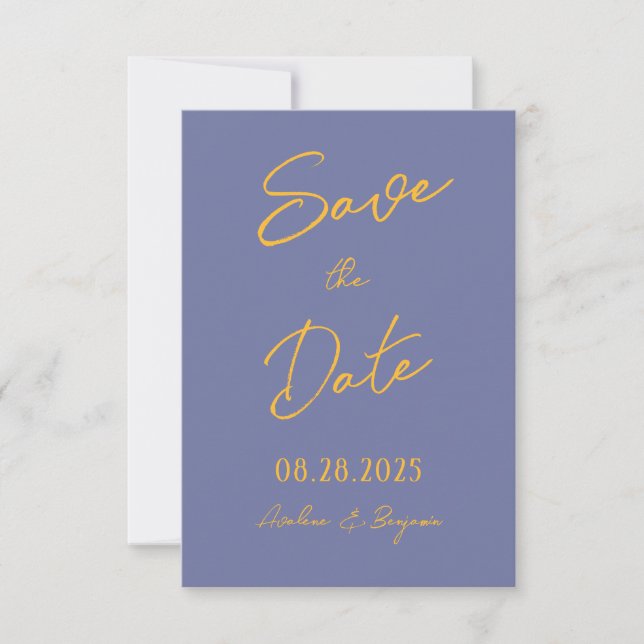 Save The Date Mariage Typographie Blueberry Sunshine (Devant)