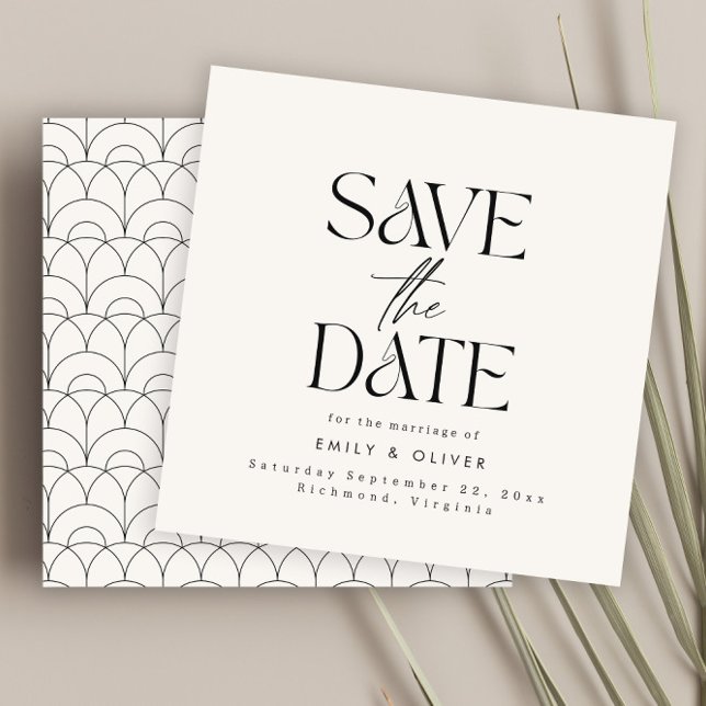 Save The Date Mariage typographie moderne audacieuse crème noir  (Créateur téléchargé)