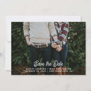 Save The Date Mariage typographique simple et moderne en blanc