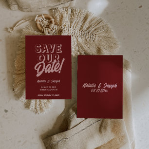 Save The Date Mariage Unique Moderne Bohème Rose Rétro Profond R
