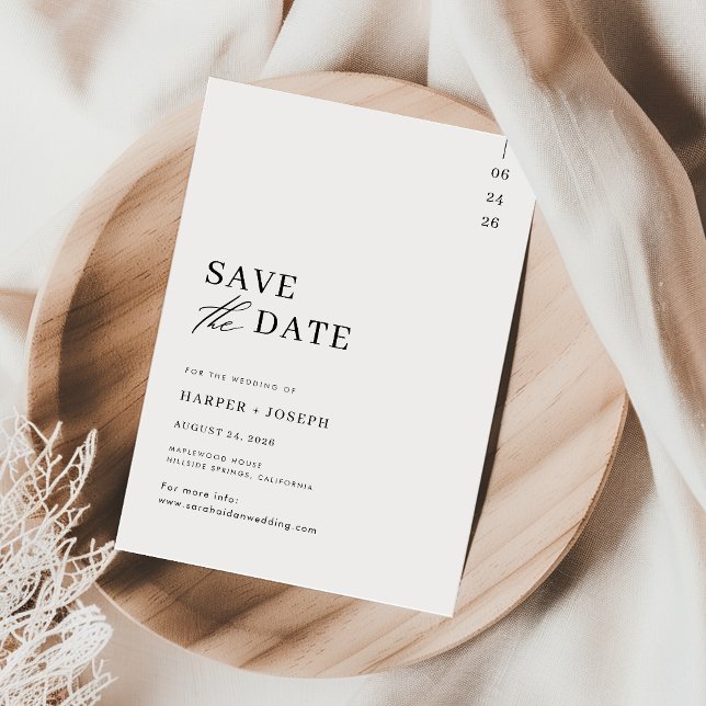 Save The Date Mariage Unique Moderne Noir et Blanc (Créateur téléchargé)