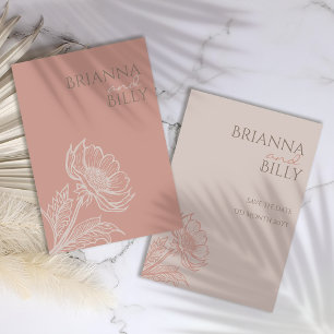 Save The Date Mariage végétal rose minimaliste