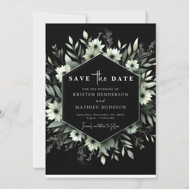 Save The Date Mariage vert de couleur d'eau minimale unique (Devant)