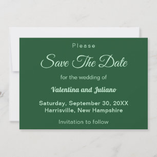 Save The Date Mariage vert Émeraude Monochrome Enregistrer La Da
