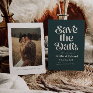 Save The Date Mariage vert rétro