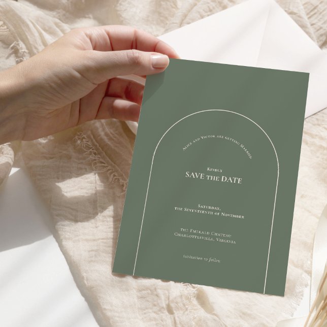 Save The Date Mariage vert simple Boho Arch Sage (Créateur téléchargé)