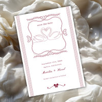 Mariage vintage burgundy cygne dessiné à la main r
