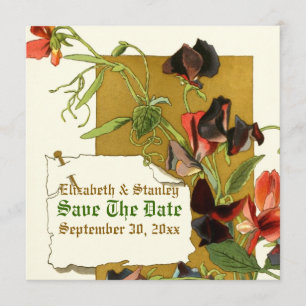 Save The Date Mariage vintage de fleurs de pois doux Enregistrer