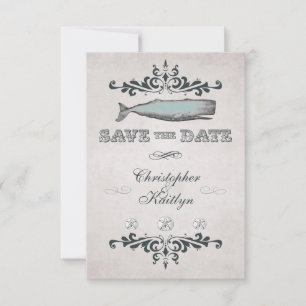 Save The Date Mariage vintage de la plage de baleine victorienne
