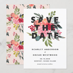 Save The Date Mariage vintage de l'aquarelle