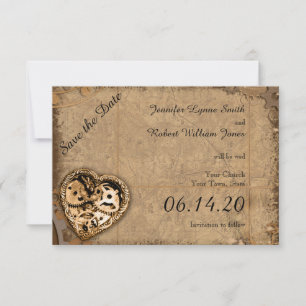 Save The Date Mariage vintage de mariée Steampunk Enregistrer la