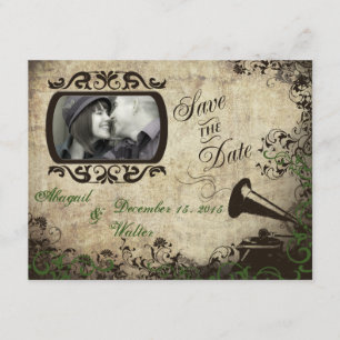 Save The Date Mariage vintage en phonographe Enregistrer la date