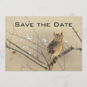 Save The Date Mariage vintage Enregistrer la date, hibou japonai