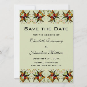 Save The Date Mariage vintage Enregistrer la date Hummingbirds F