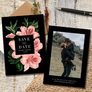 Save The Date Mariage Vintage Floral Romance Rose Pâle Noir