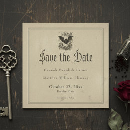 Save The Date Mariage Vintage Gothique Toile Noir Brun