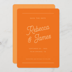 Save The Date Mariage vintage Retro Bold Orange Lines