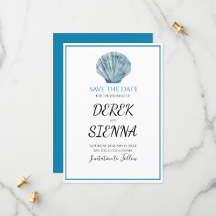 Save The Date Mariage vintage Turquoise bleu simple