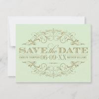 Mariage vintage vert et or antique