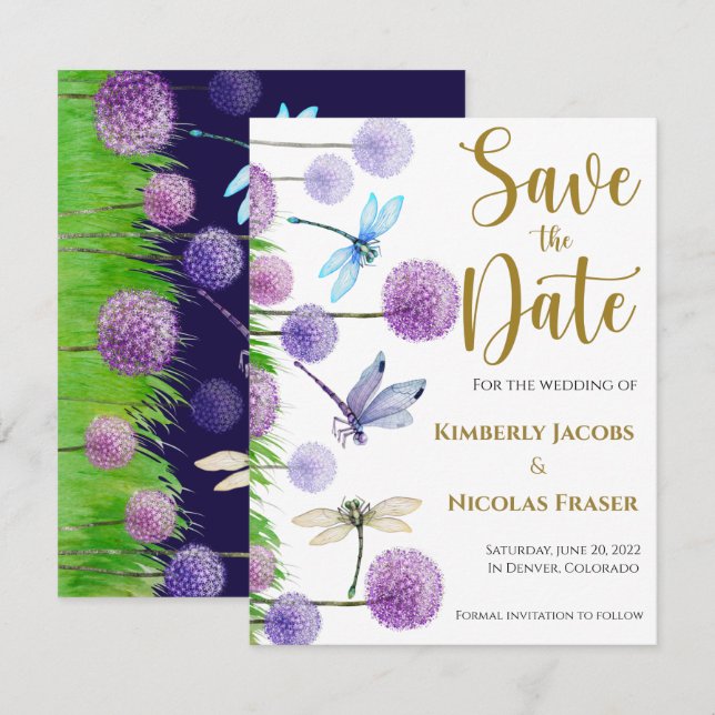 Save The Date Mariage violet enregistrer la date (Devant / Derrière)