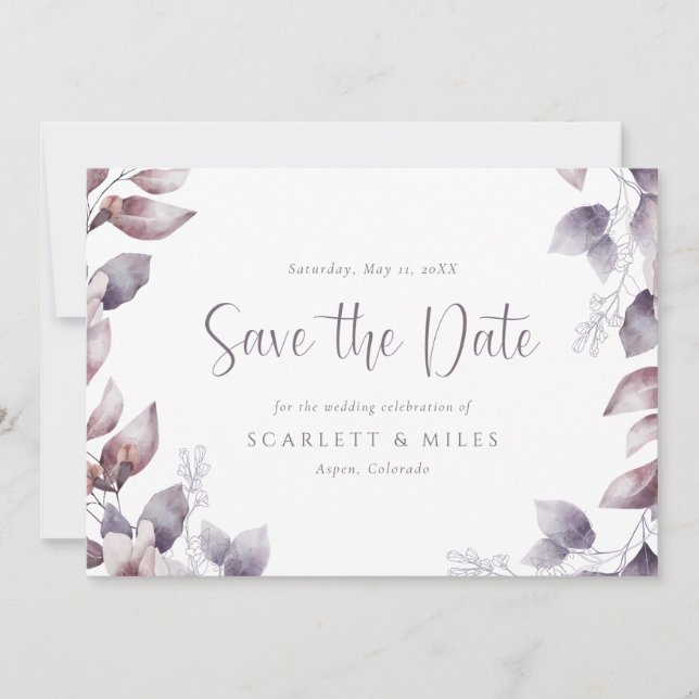 Save The Date Mariage Violet Enregistrer La Date (Devant)