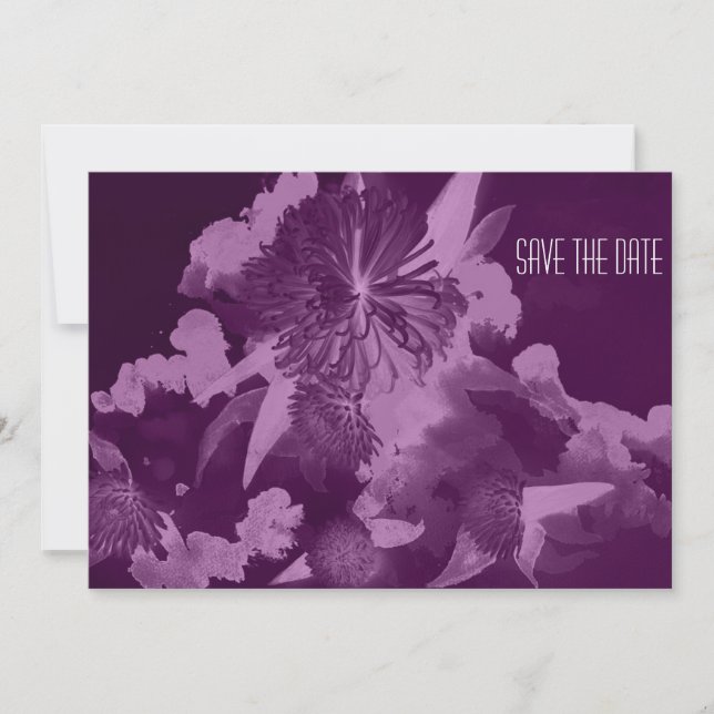 Save The Date Mariage violet orchidée Enregistrer la date Invita (Devant)