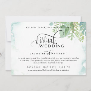 Save The Date Mariage virtuel en ligne Elégante verdure aquarell