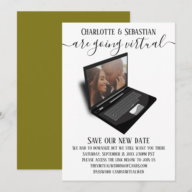 Save The Date Mariage virtuel Enregistrer la photo de date (Devant / Derrière)