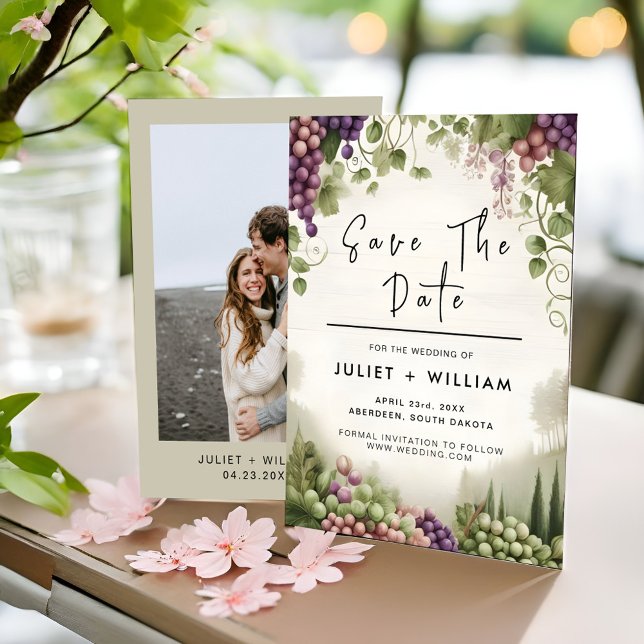 Save The Date Mariage viticole de vigne de bois rural (Créateur téléchargé)