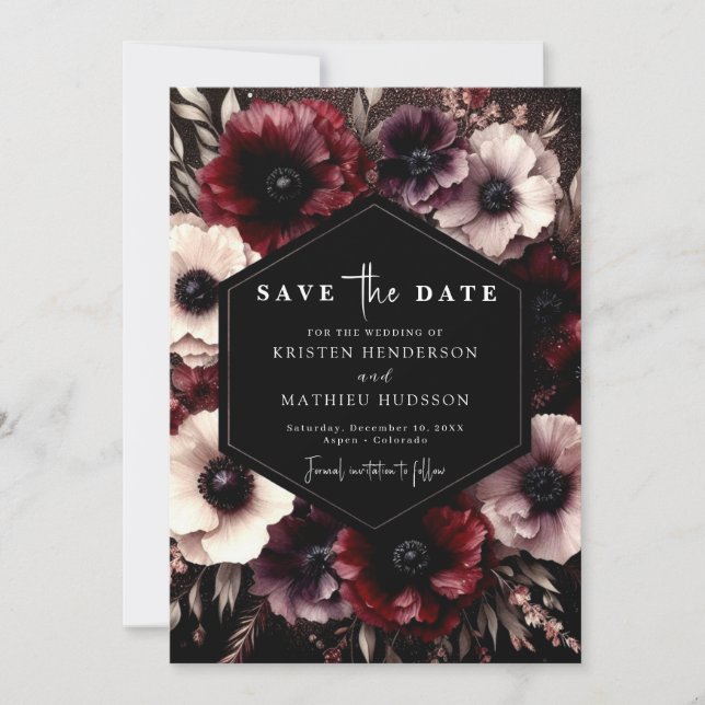 Save The Date Mariage Whimsical Bourgogne unique (Devant)