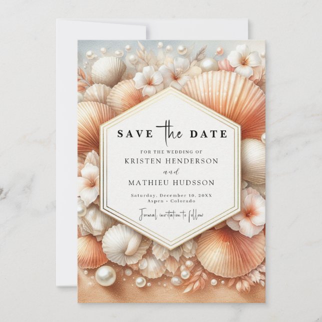 Save The Date Mariage Whimsical Chic Beach (Devant)