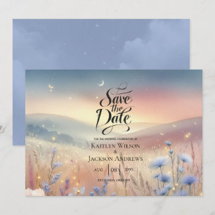 Save The Date Mariage Whispers Fleur sauvage Lune