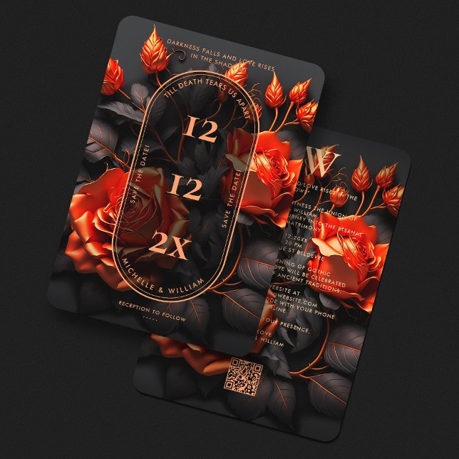 Save The Date Mariages gothiques orange floraux boho sombres (Gothic Orange Rustic Floral Boho Dark Wedding Save The Date
)