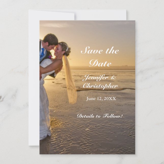 Save The Date Mariée et chambre sur Sunset Beach Économisez la c (Devant)