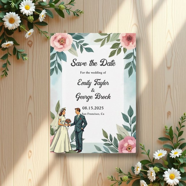 Save The Date Mariée romantique et Mariage d'aquarelle de chambr (Créateur téléchargé)