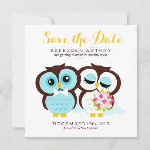 Save The Date Mariés Hiboux Mariage Enregistrer la Date