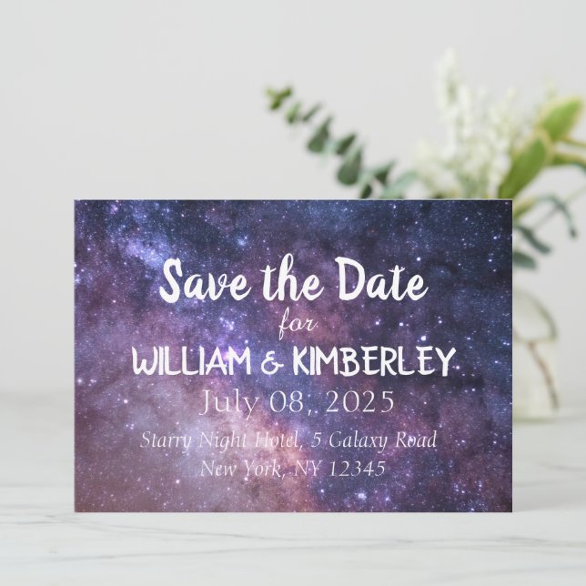 Save The Date Marine bleu étoiles Sky Galaxy Mariage élégant (Debout devant)