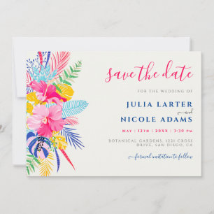 Save The Date Marine Blue Rose Wild Rain Forest Mariage À feuill
