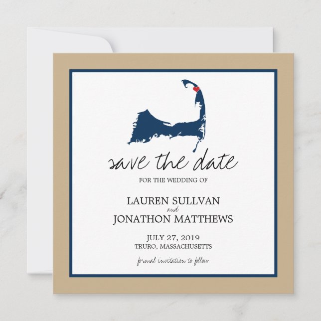 Save The Date Marine Blue Truro Cape Cod Mariage Enregistrer la  (Devant)