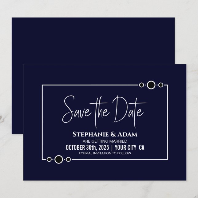 Save The Date Marine Blue Wedding Enregistrer la date (Devant / Derrière)