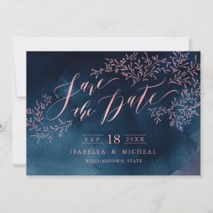 Save The Date Marine blush rustique floral calligraphie enregist
