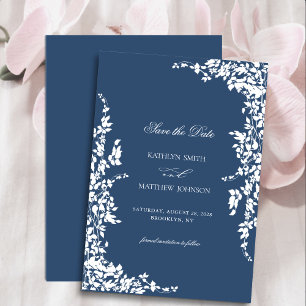 Save The Date Marine Classique Vintage Jardin Floral Mariage