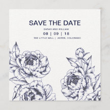 Marine Peony Simple Enregistrer la date